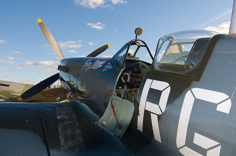 Vintage military aircraft cockpit