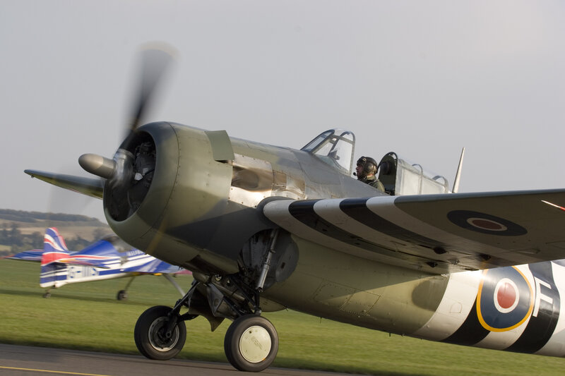 Vintage military aircraft on runway