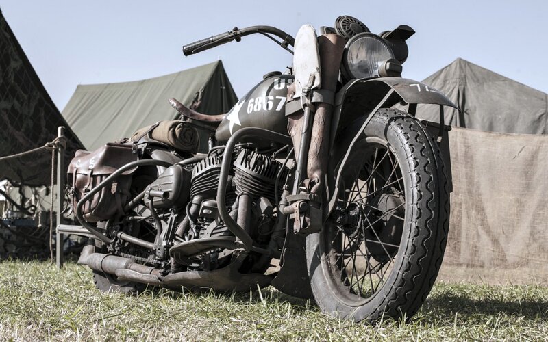 Vintage Military Motorcycle — Green