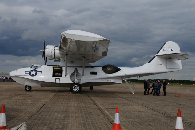 Vintage military seaplane on display