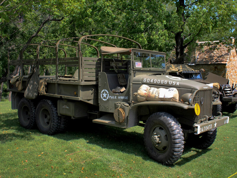 Vintage military truck on display