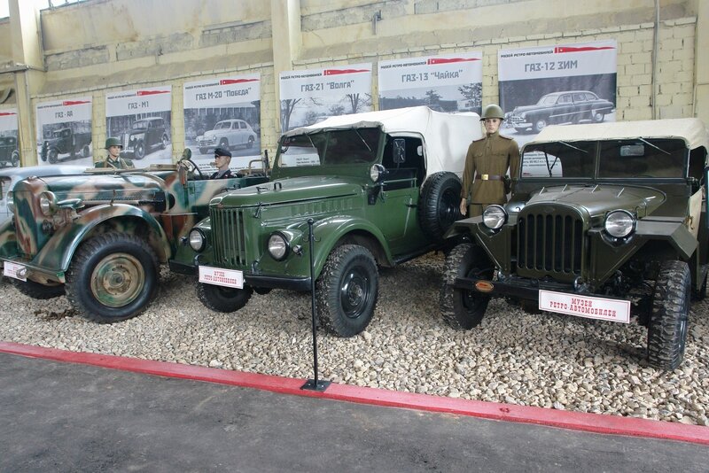 Vintage military vehicles on display