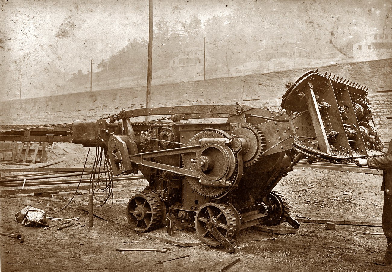 Vintage mining machine on site