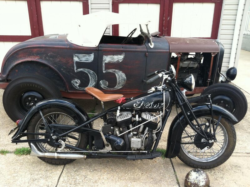 Vintage Motorcycle and Car