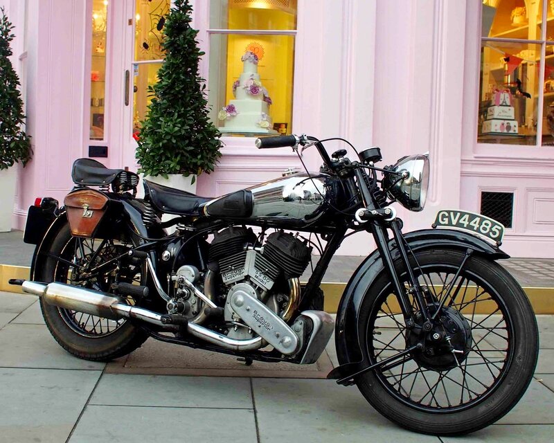 Vintage Motorcycle — Black, Calm, Afternoon