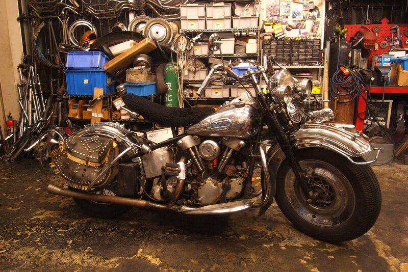 Vintage Motorcycle in Garage