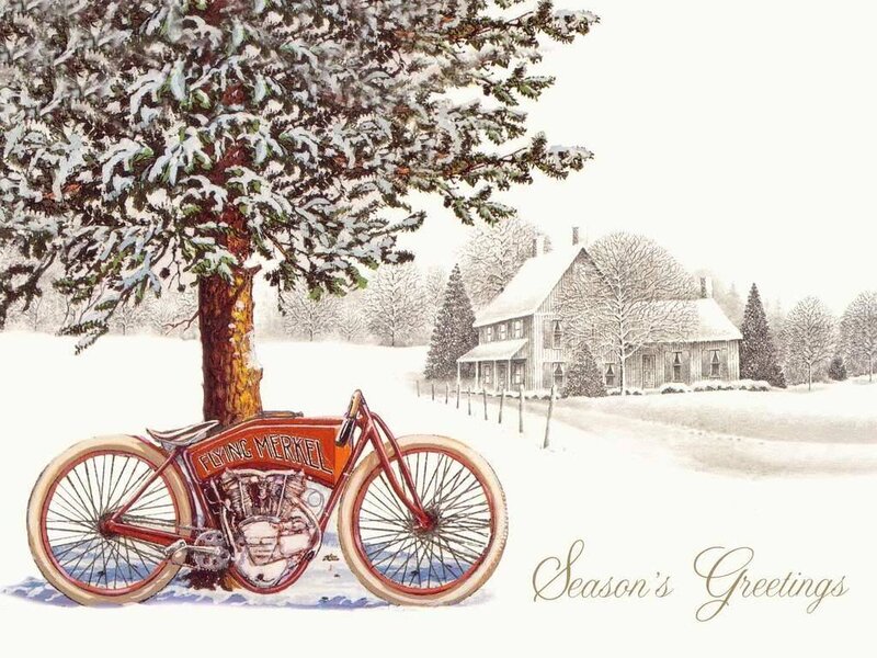 Vintage Motorcycle in Snow