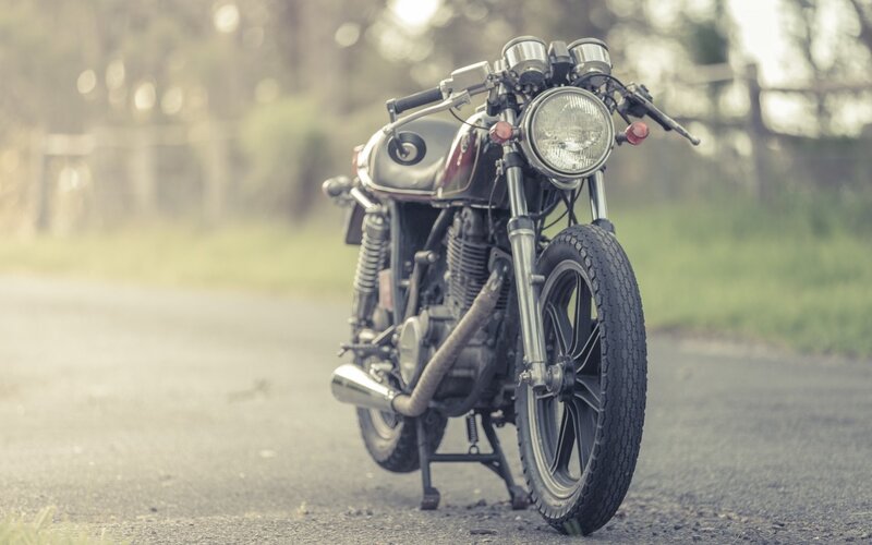 Vintage Motorcycle on Road