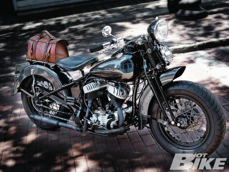 Vintage Motorcycle on Street