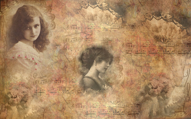 Vintage music collage with portraits