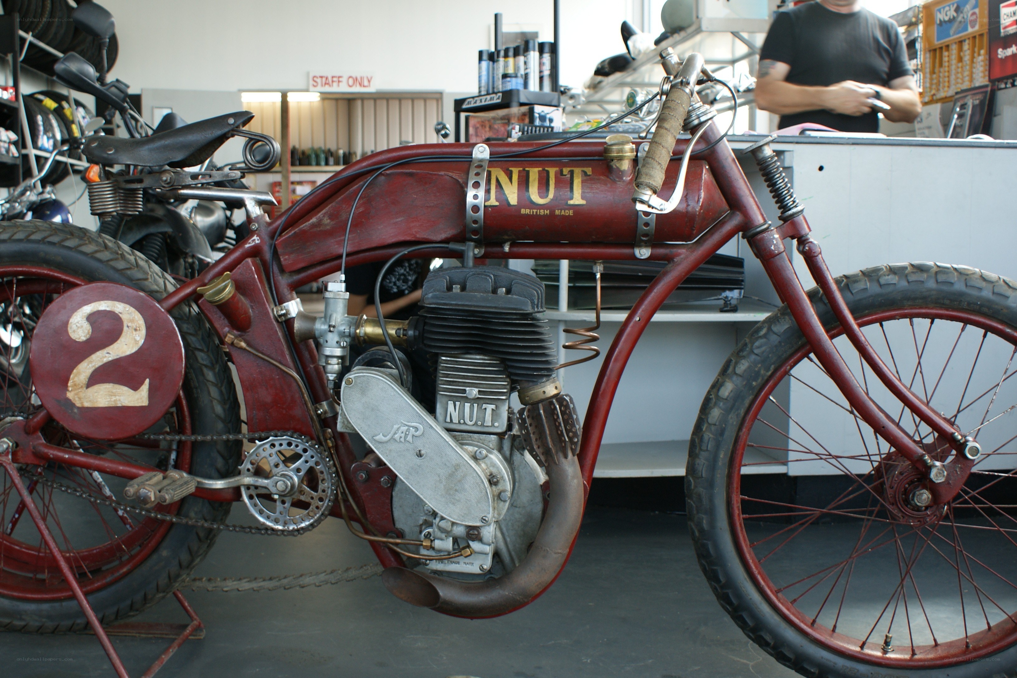 Vintage NUT motorcycle on display