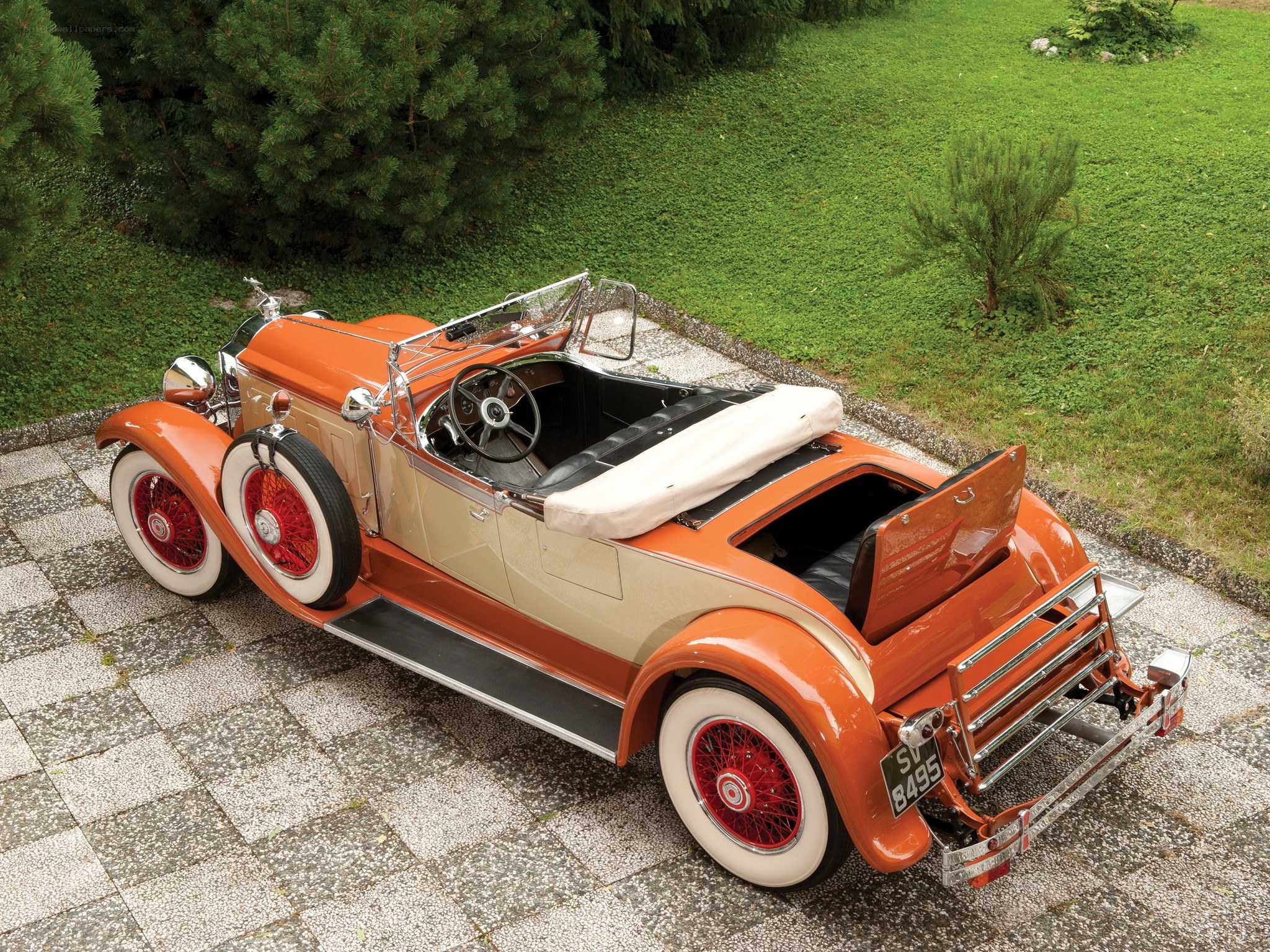 Vintage orange convertible car