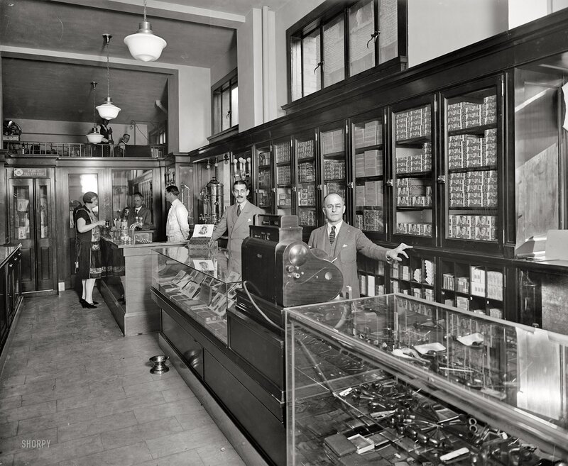 Vintage pharmacy interior