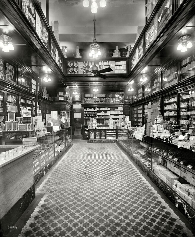 Vintage pharmacy interior