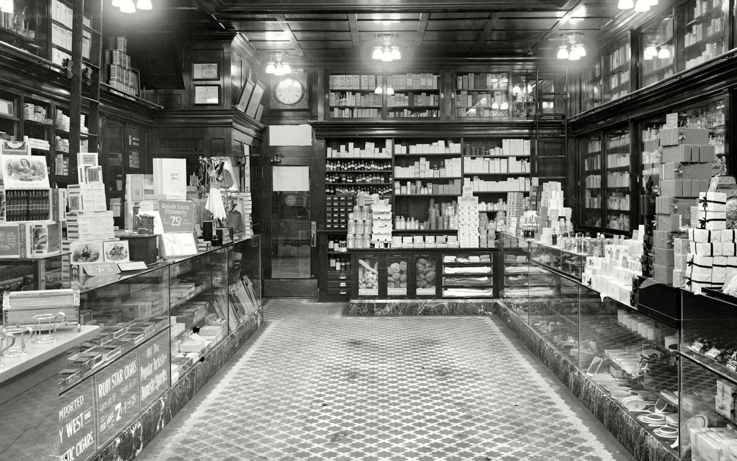 Vintage pharmacy interior