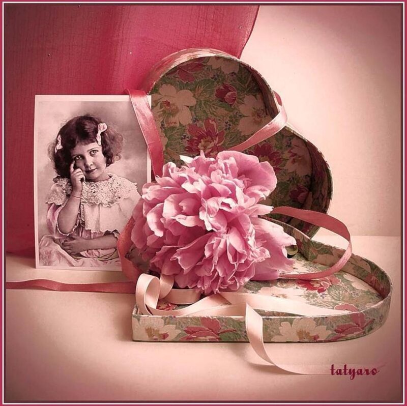 Vintage Photo with Peony