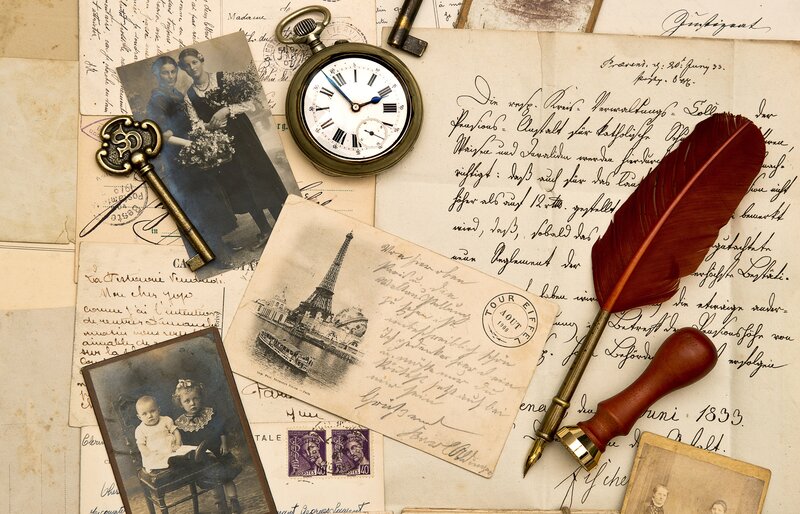 Vintage photos and letters collage