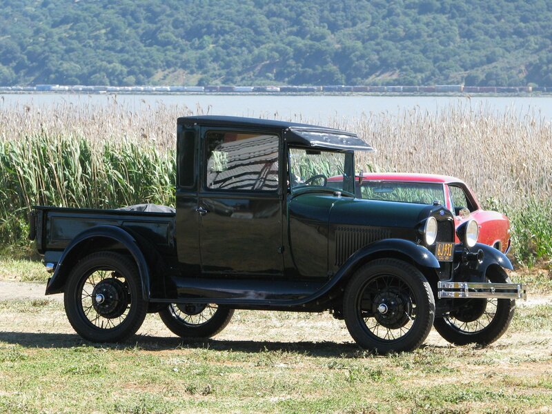 Vintage pickup truck by the water
