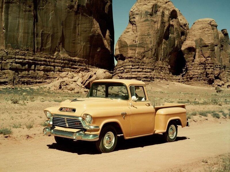 Vintage pickup truck in desert