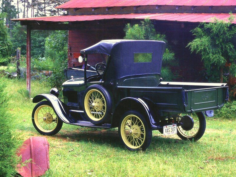 vintage pickup truck in garden