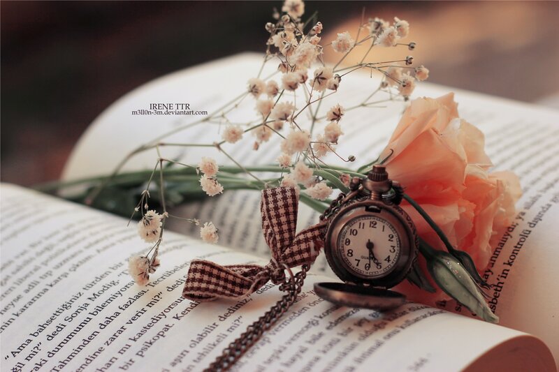 Vintage Pocket Watch on Book — White