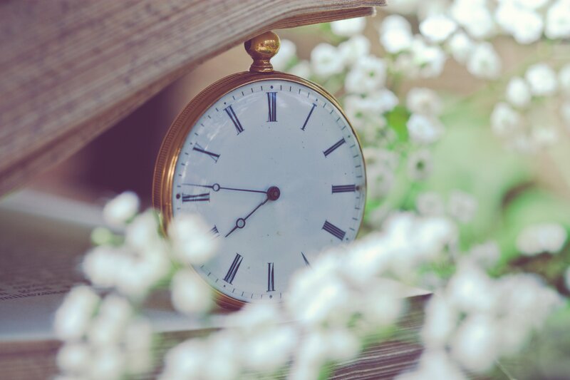 vintage pocket watch with flowers