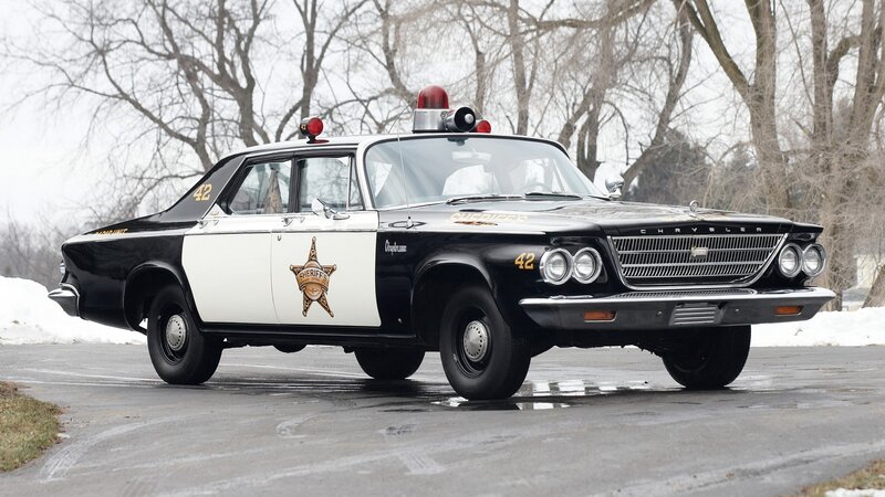 vintage police car on road