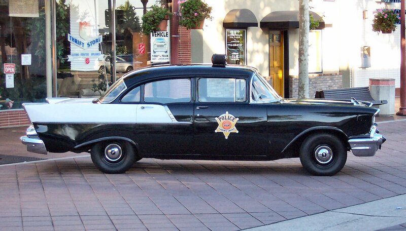 Vintage police car on street