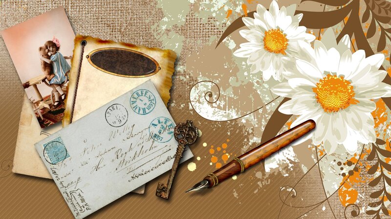 Vintage Postcard and Key