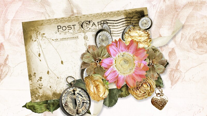 Vintage Postcard Collage — Pink