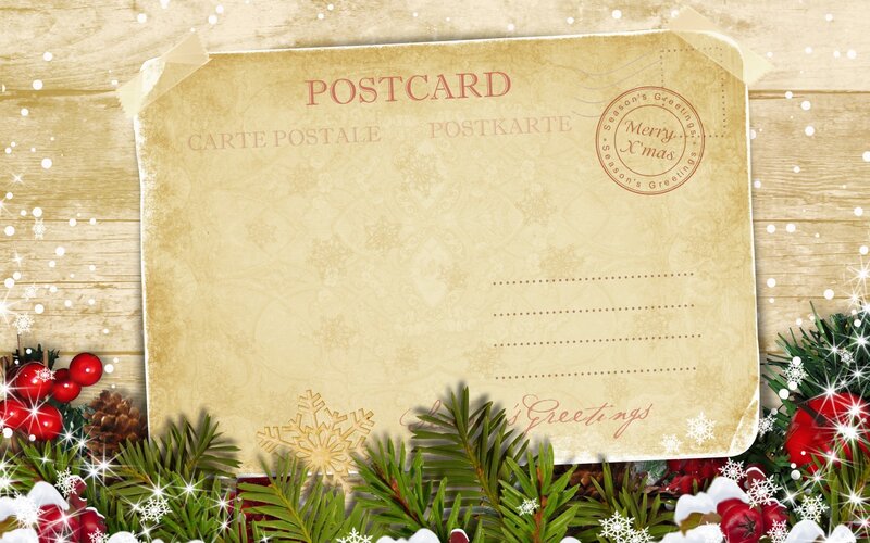 Vintage Postcard with Holiday Decor