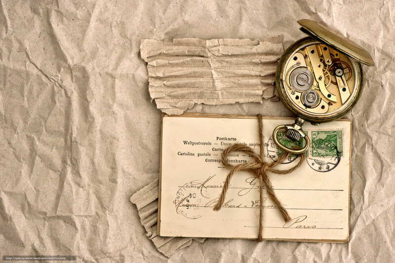 Vintage postcard with pocket watch