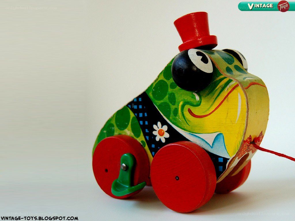 vintage pull-along frog toy