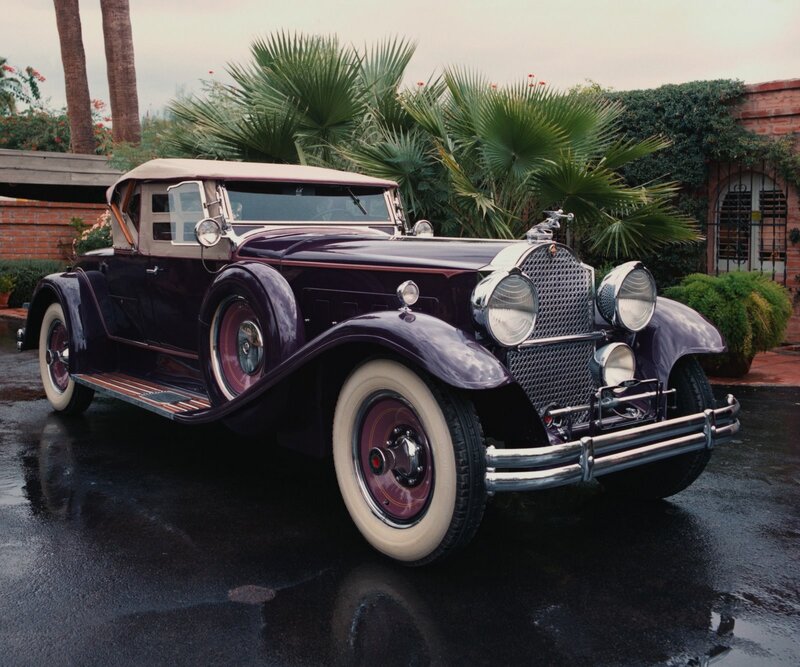 Vintage purple convertible car