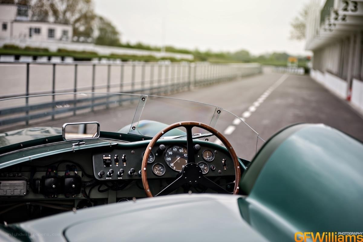 vintage race car cockpit view