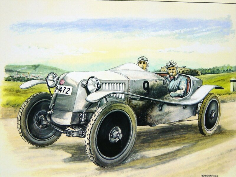 Vintage race car illustration