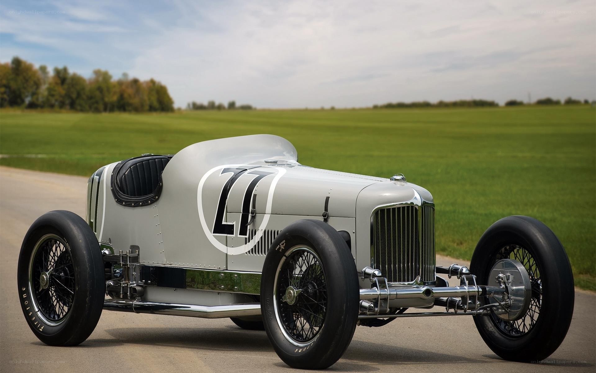 Vintage race car on a road