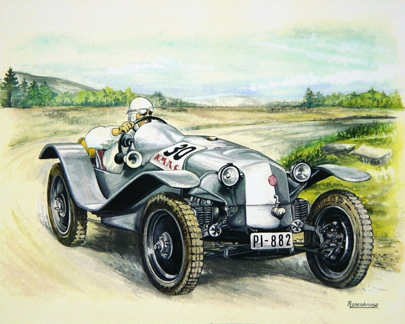 Vintage race car on dirt track