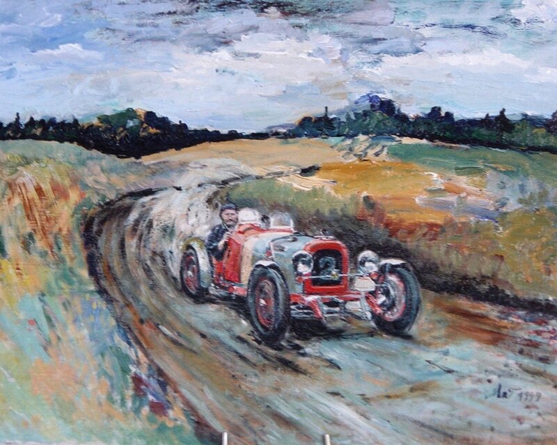 Vintage race car on dirt track