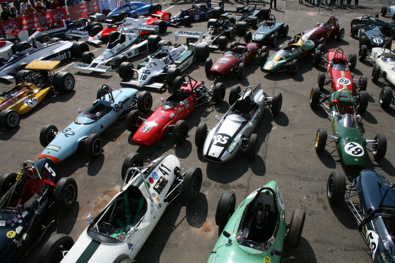 Vintage race cars on track