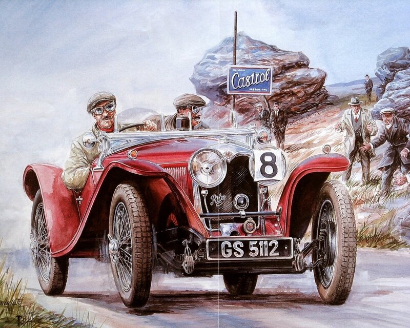 Vintage racing car on a road