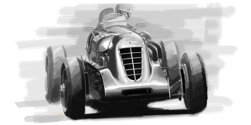Vintage racing car sketch
