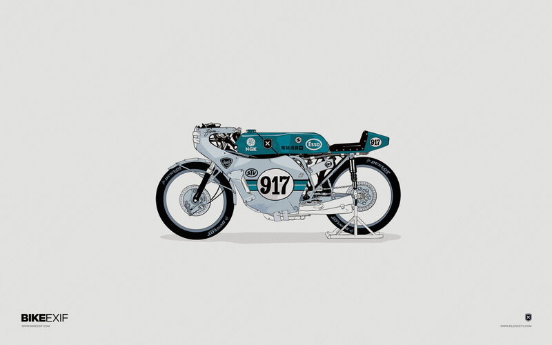 vintage racing motorcycle illustration
