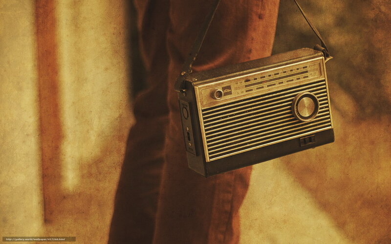 vintage radio hanging on strap