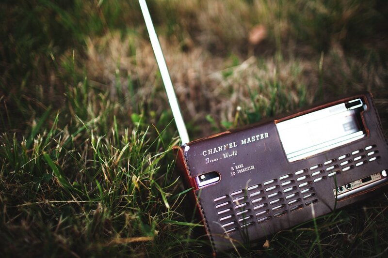 Vintage radio in grass