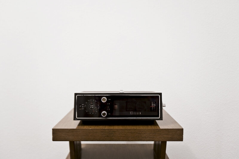 vintage radio on wooden table