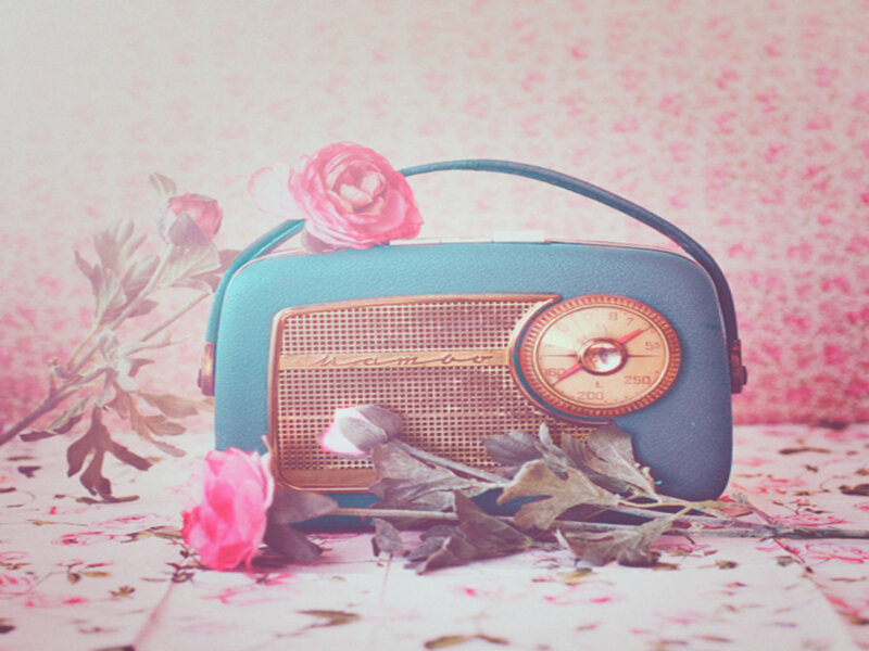 Vintage Radio with Flowers