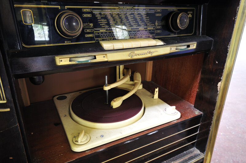 vintage record player and radio