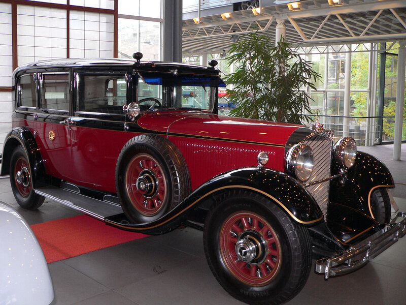 Vintage red and black car