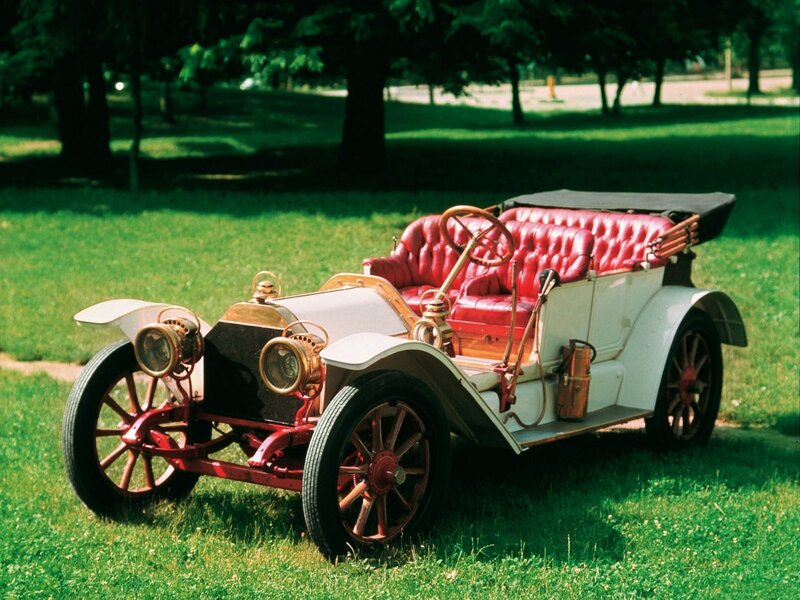 Vintage red and white car